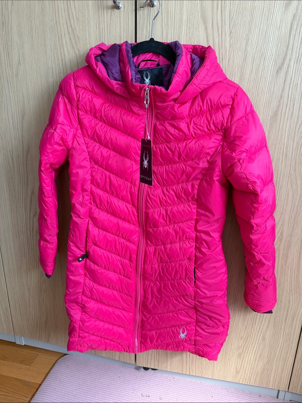 Spyder Girls Hooded Quilted Puffer Jacket - Hot Pink